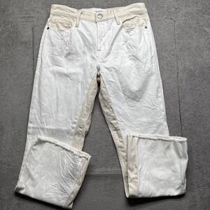FRAME Le Crop Mini Boot Pants Women's 28 Ivory Beige Cropped Bootcut Jeans